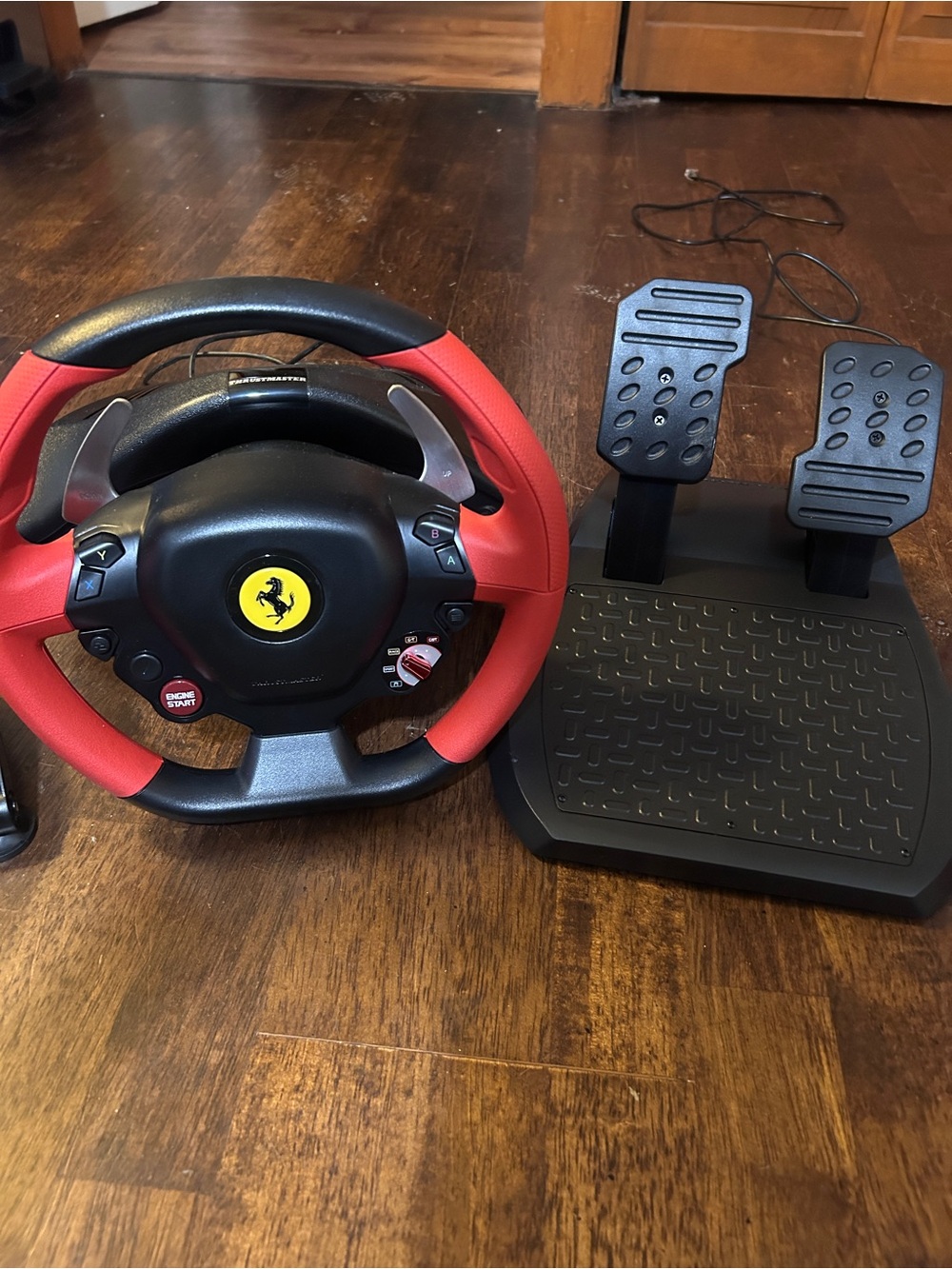 Ferrari Red and Black Racing Wheel with Pedals - Steering Controller